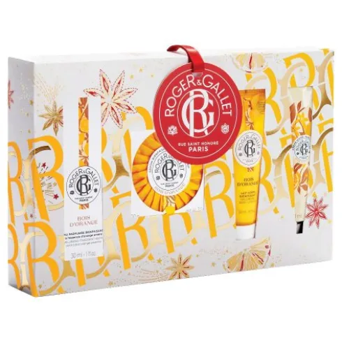 Roger & Gallet Cofanetto di Natale 2023 Bois D'Orange - Acqua Profumata 30 ml + Saponetta 100 g + Latte corpo 50 ml + Crema mani 30 ml