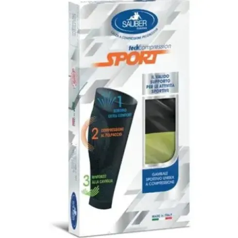 Sauber Calza Sport Unisex Grigio Verde Compressione Taglia M