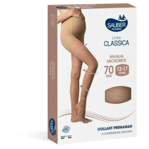 Sauber Collant Premaman 70 Denari Microrete Neutro Beige Dispositivo Medico