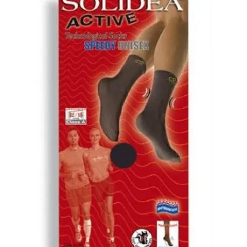 Solidea Active Speedy Calze a Compressione 12/15 mmHg Nero Micro-Massaggio Sport Taglia M