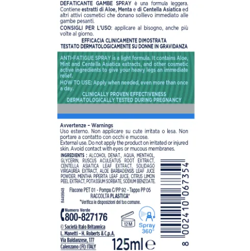 Somatoline Skin Expert Defaticante Gambe Spray - Immediato sollievo per gambe pesanti - 125 ml