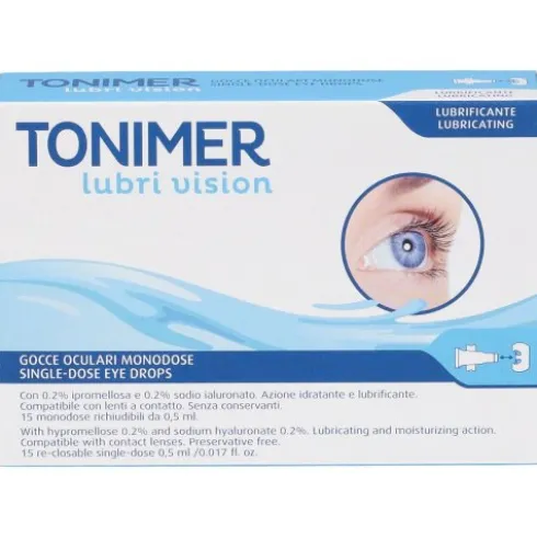 Tonimer Lubri Vision Gocce Oculari Lubrificanti Monodose 15x0.5ml Senza Conservanti