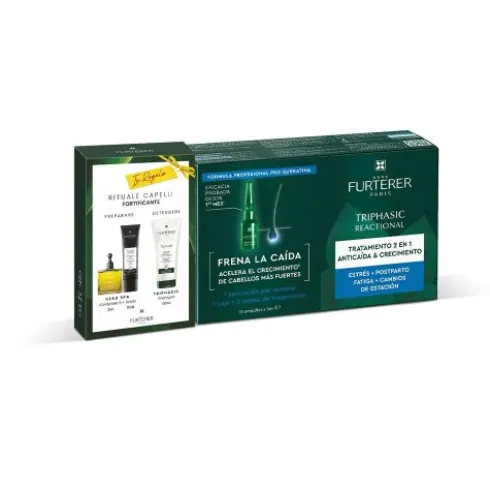 Triphasic Reactional - Trattamento contro la caduta temporanea dei capelli - 12 fiale + Kit fortificante in regalo