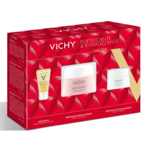 Vichy Cofanetto di Natale 2024 Neovadiol Rose - Siero rivitalizzante 5 ml + Crema giorno fortificante 50 ml + Crema notte illuminante 15 ml