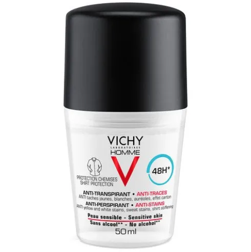 Vichy Homme Deodorante uomo roll-on antimacchie 50 ml