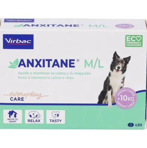 Virbac Anxitane M/L Integratore Calmante per Cani e Gatti 30 Compresse