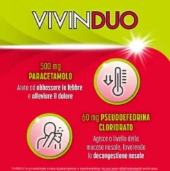 VivinDuo - Febbre, dolori influenzali e congestione nasale - 10 bustine con Paracetamolo e Pseudoefedrina